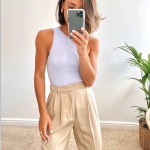 Zara high waisted pleated beige pants